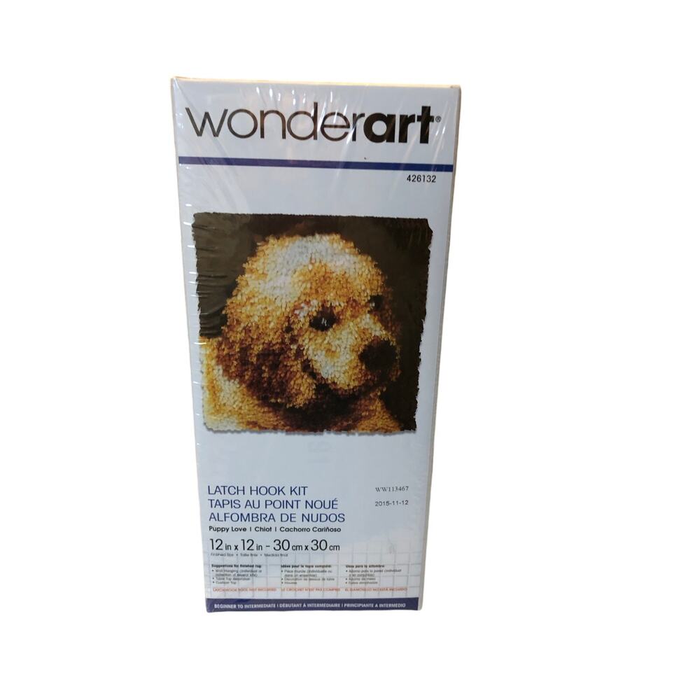 Vintage wonder art latch hook kit puppy love 12 x 12 finished